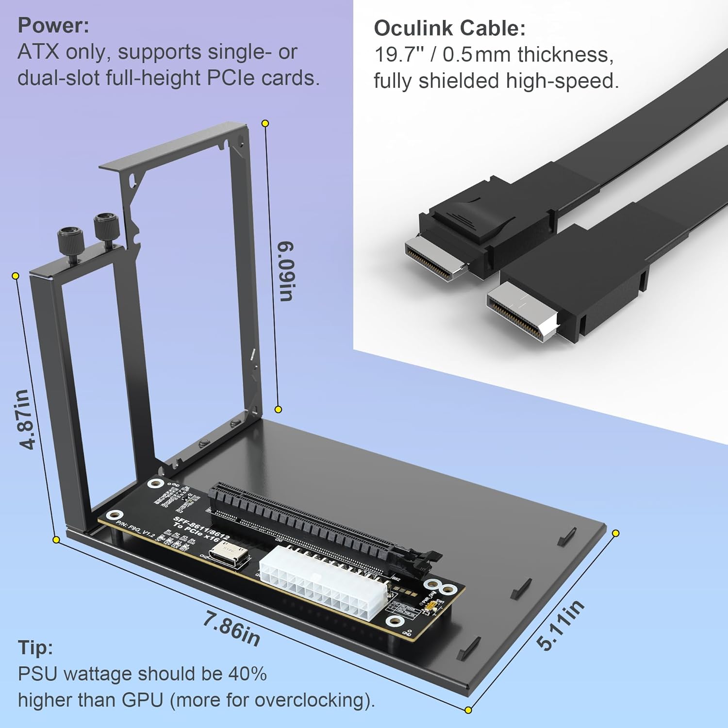 Base de Conexión EGPU PCIe 4.0 - Oculink Gpu Dock Station reseña y precio